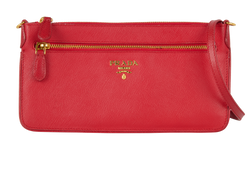 Prada Zipped Pouch, Leather, Red, 176, B/S, 2*
